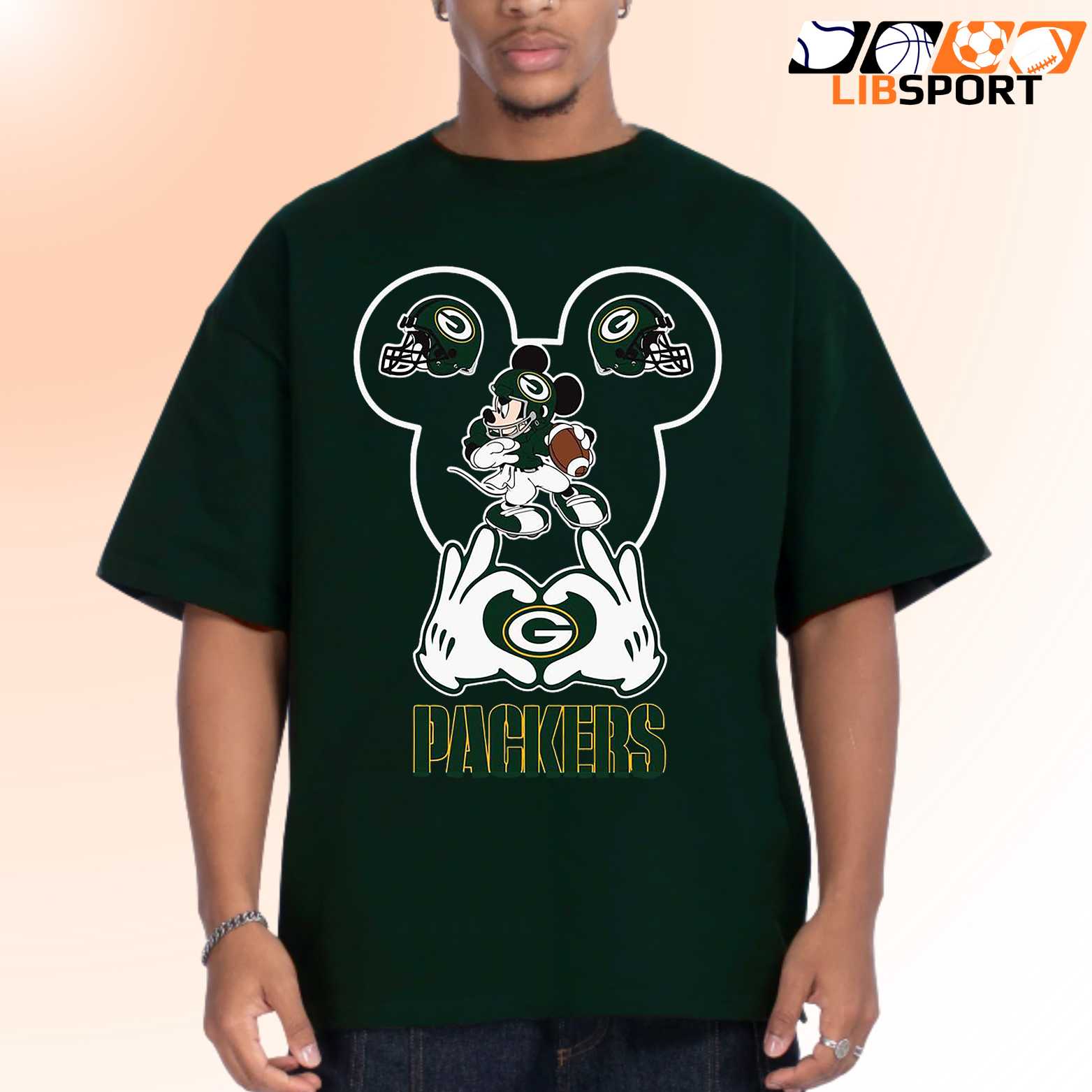 Love Green Bay Packers T-Shirt, Mickey Football Tee, Unisex Nfl Game Day Shirt